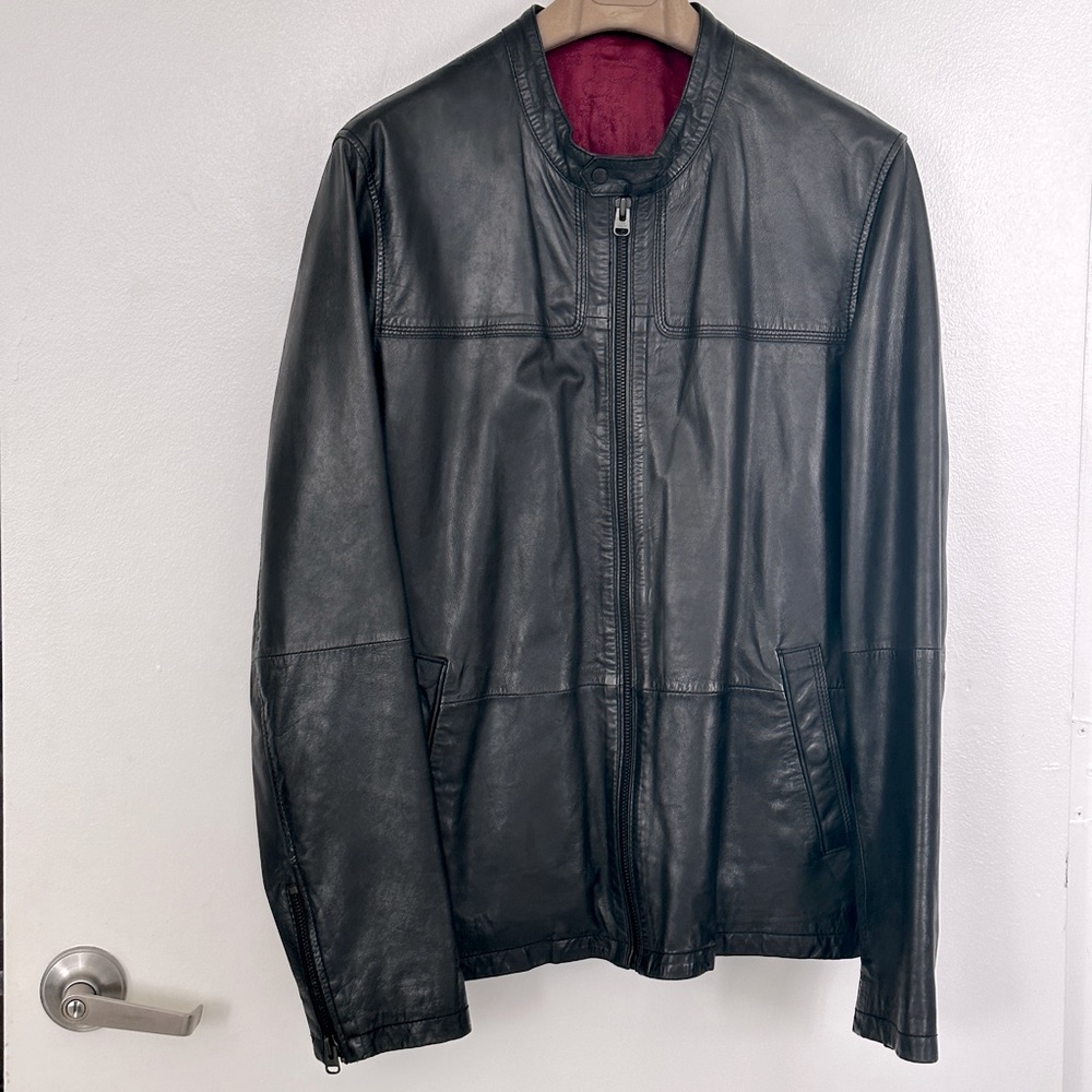 🔥TED BAKER IMMACULATE SUPER SOFT LIGHT LEATHER JACKET SIZE S